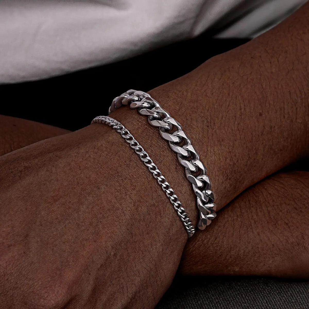 Men's Two-Piece Stainless Steel Chain Bracelet Set