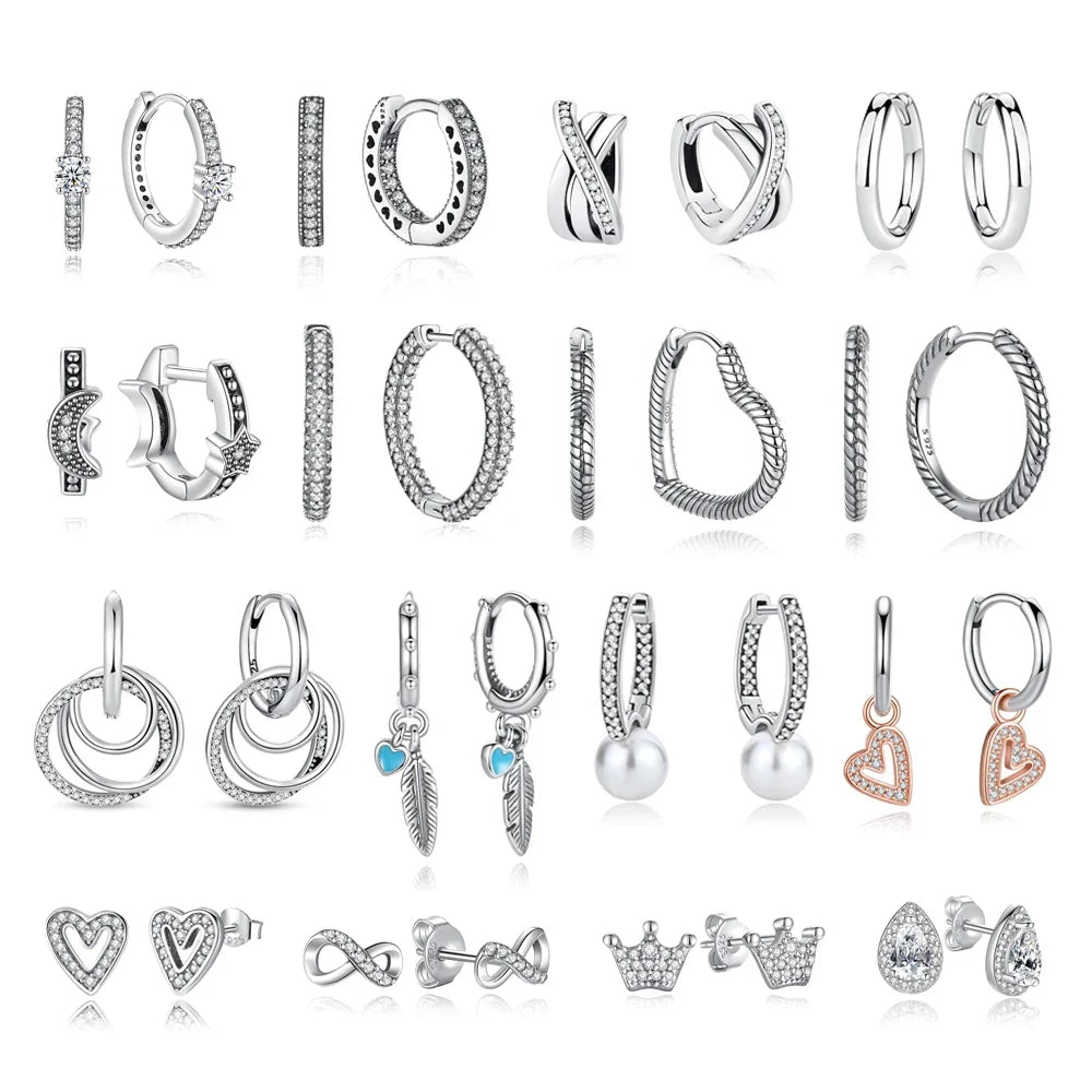925 Sterling Silver Crown, Heart & Bee Earrings
