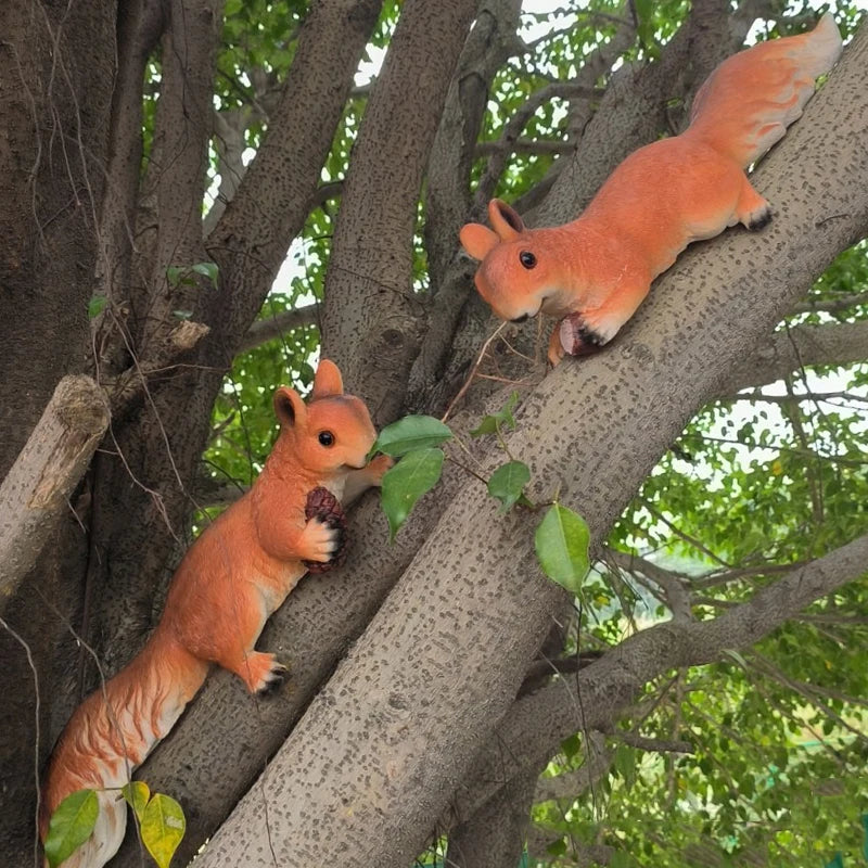 Tree-Climbing Squirrel Garden Sculpture