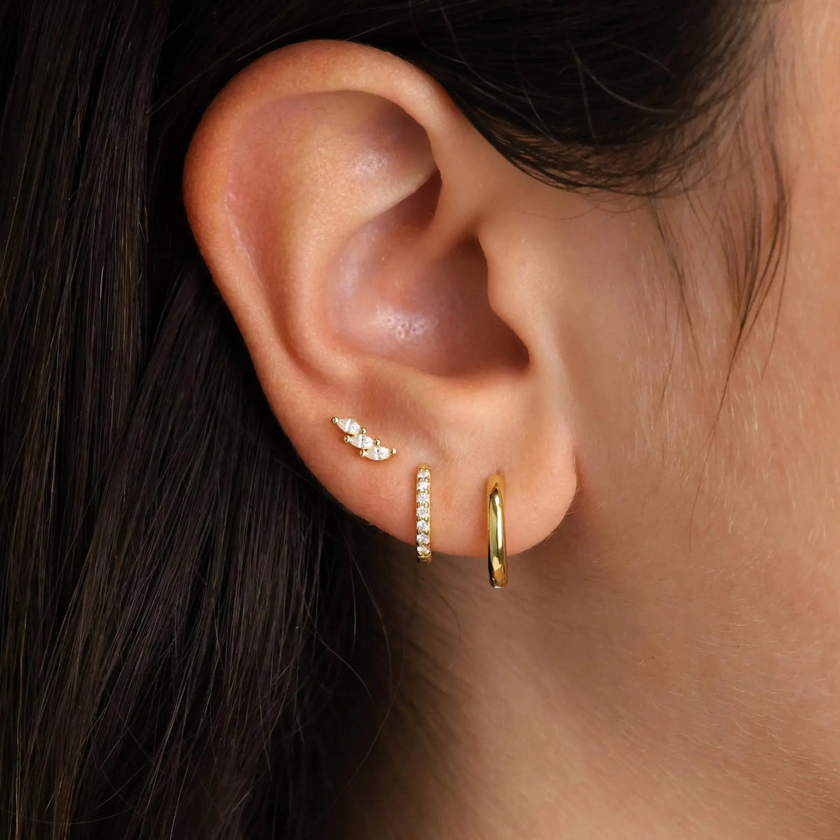 Three-Piece Stainless Steel Hoop & Stud Earring Set