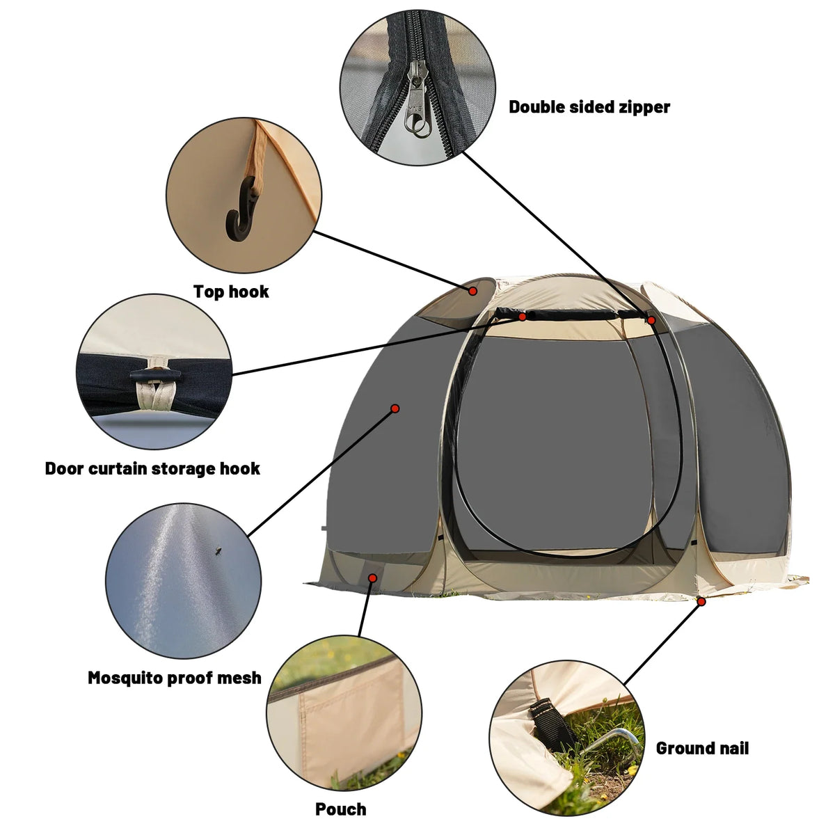 PAKICETUS 6–8-Person Portable Mosquito Screen House Tent