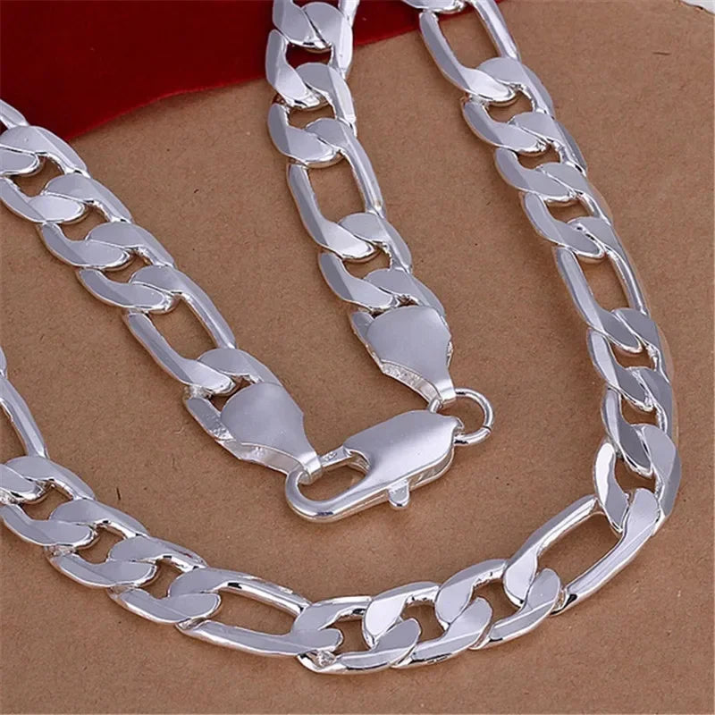 Men's 12mm 925 Sterling Silver Chain Necklace