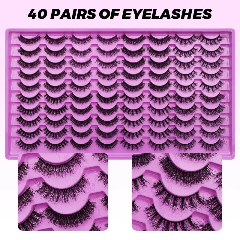 DINGSEN Faux-Mink Strip Lashes, 40 Pairs