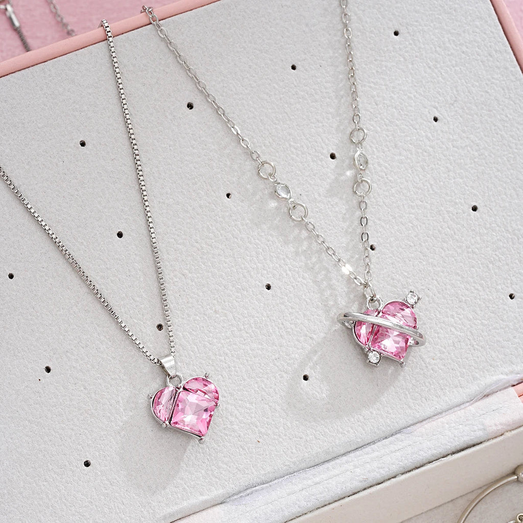 14-Piece Pink Crystal Heart Jewelry Set