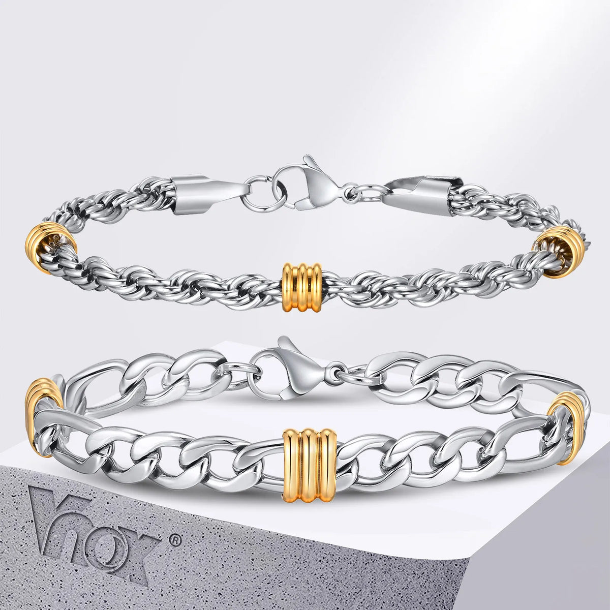 Men's Stainless Steel Rope-Style Chain Bracelet