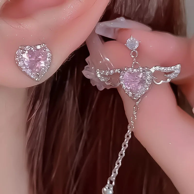 Three-Piece Pearl-Look Heart Jewelry Set