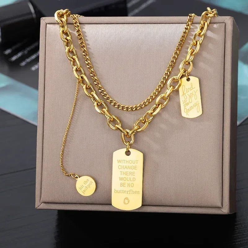 316L Stainless Steel Layered Heart Necklace