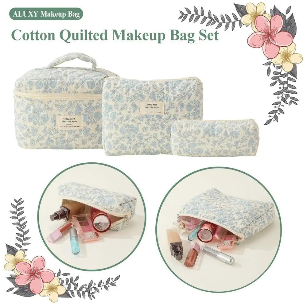 Quilted Cotton Makeup Bag