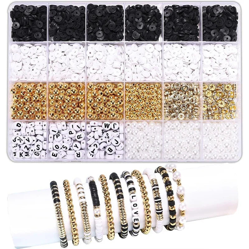 Clay Bead Bracelet-Making Kit with Golden Letter Beads