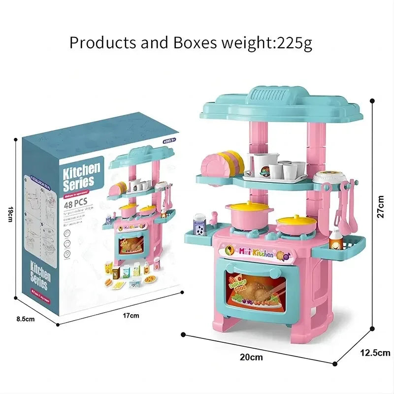 Kids’ Mini Pretend Kitchen Set with Tableware