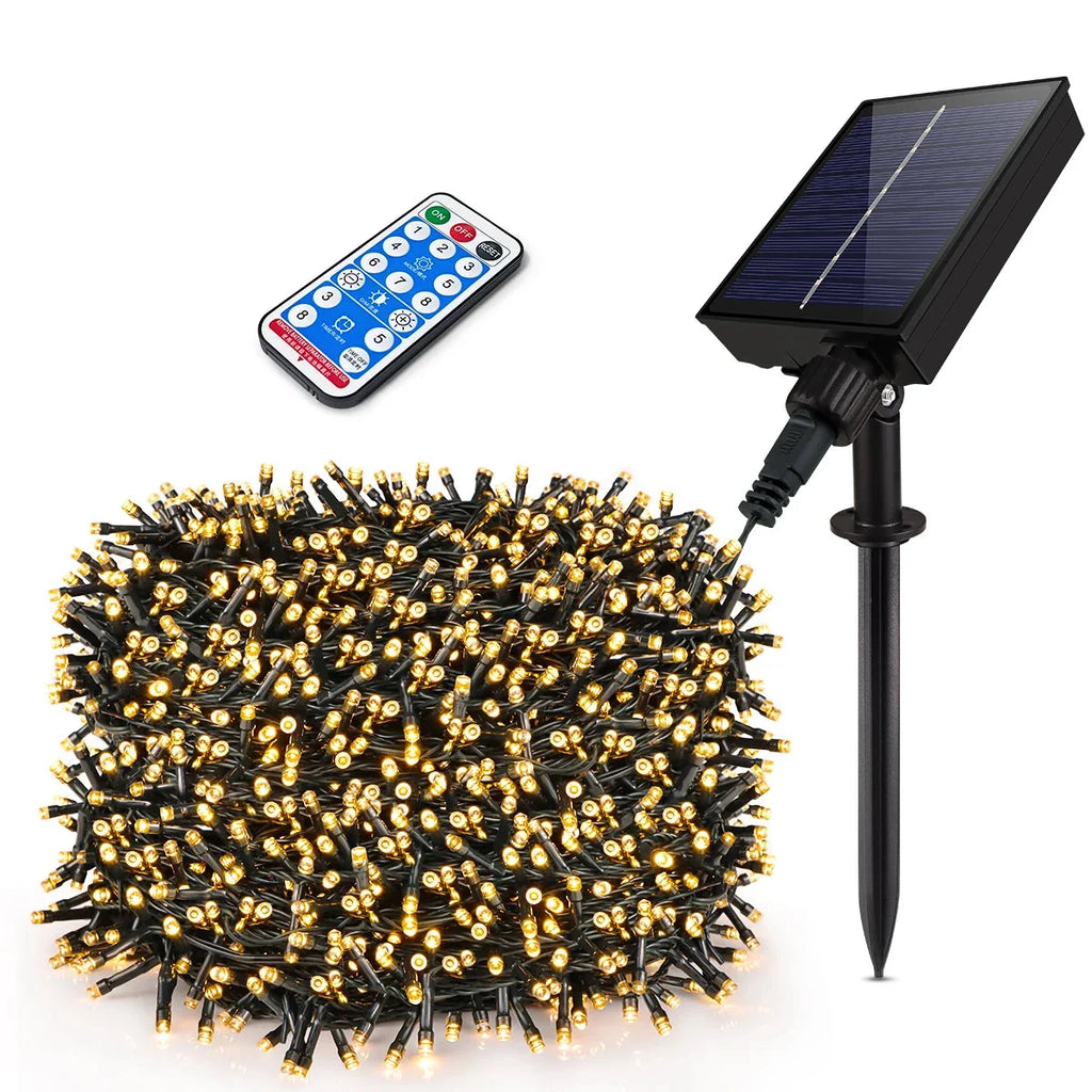 Solar-Powered Outdoor Christmas String Lights – Multiple Sizes