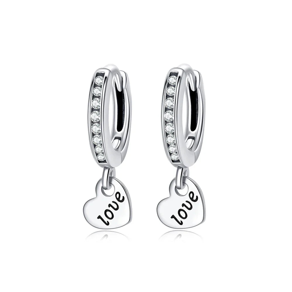 925 Sterling Silver Crown, Heart & Bee Earrings