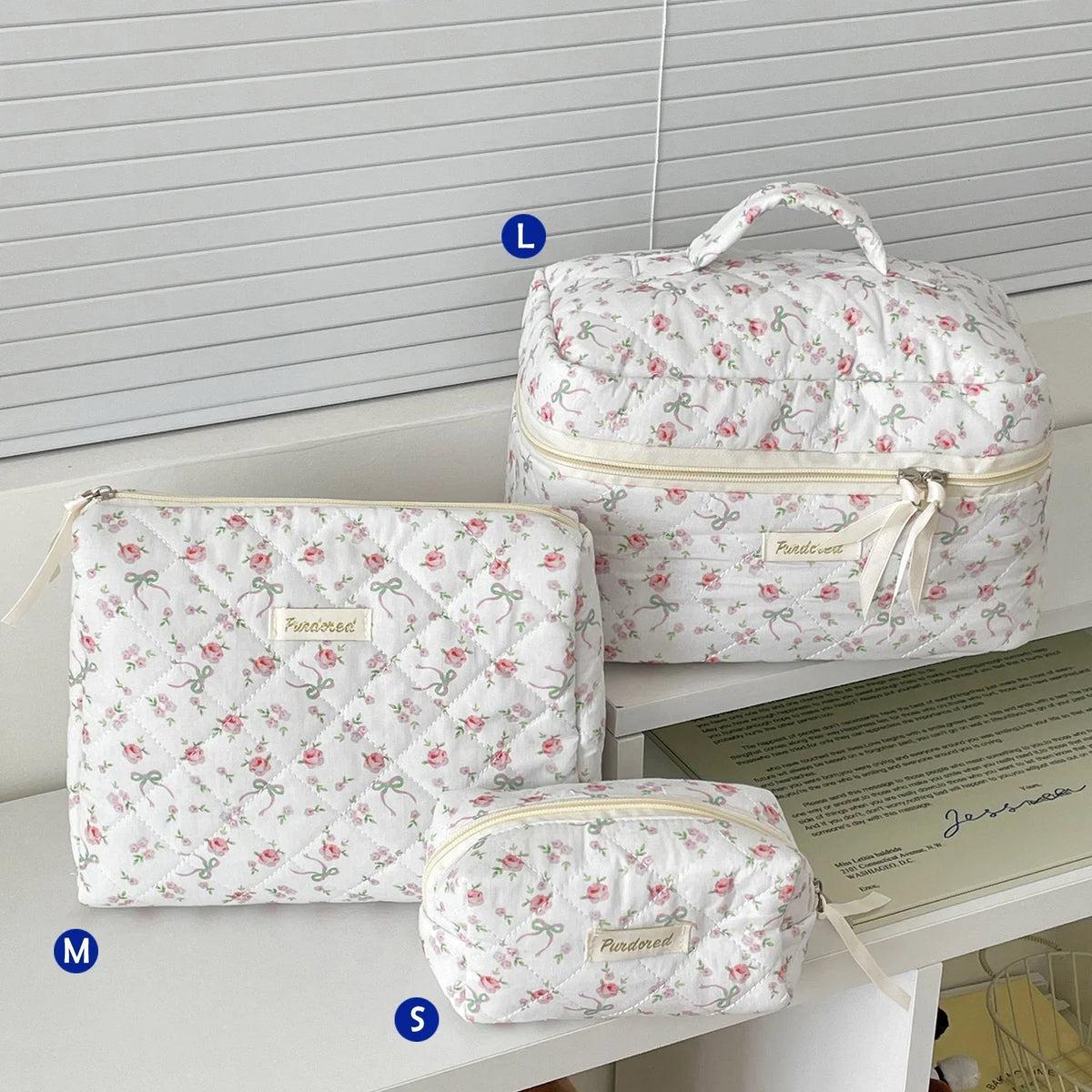 Quilted Cotton Makeup Bag