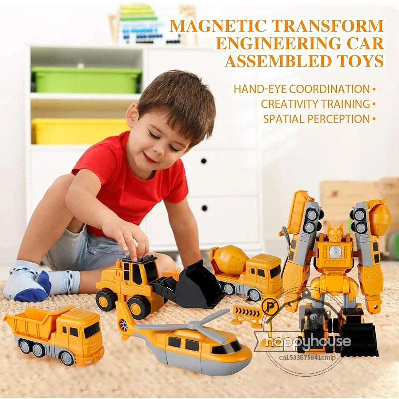 Magnetic Transforming Vehicle Building Toy