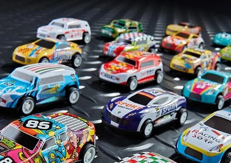 Mini Alloy Pull-Back Race Car Set with Storage Box