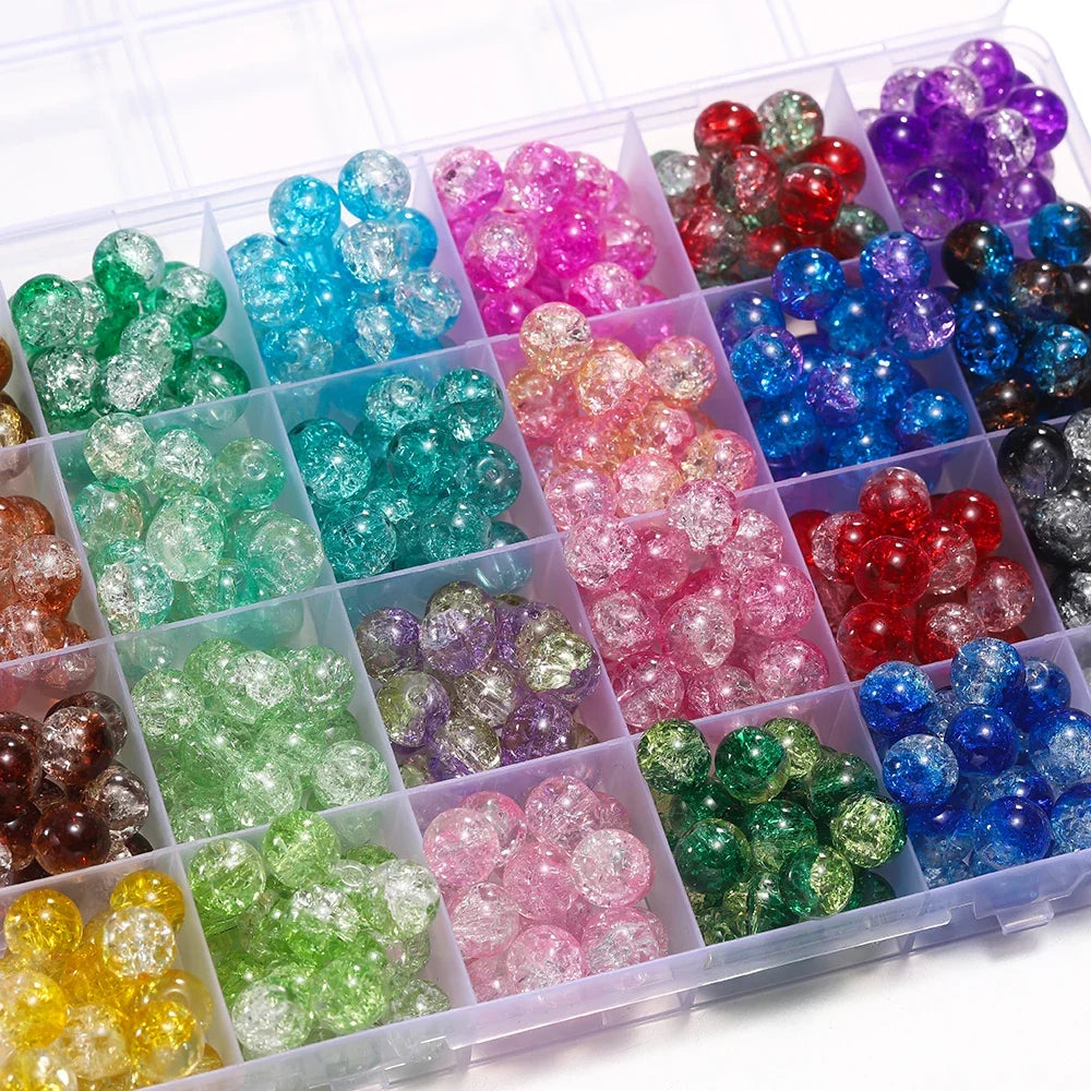 8 mm Crackle Glass Jewelry-Making Beads