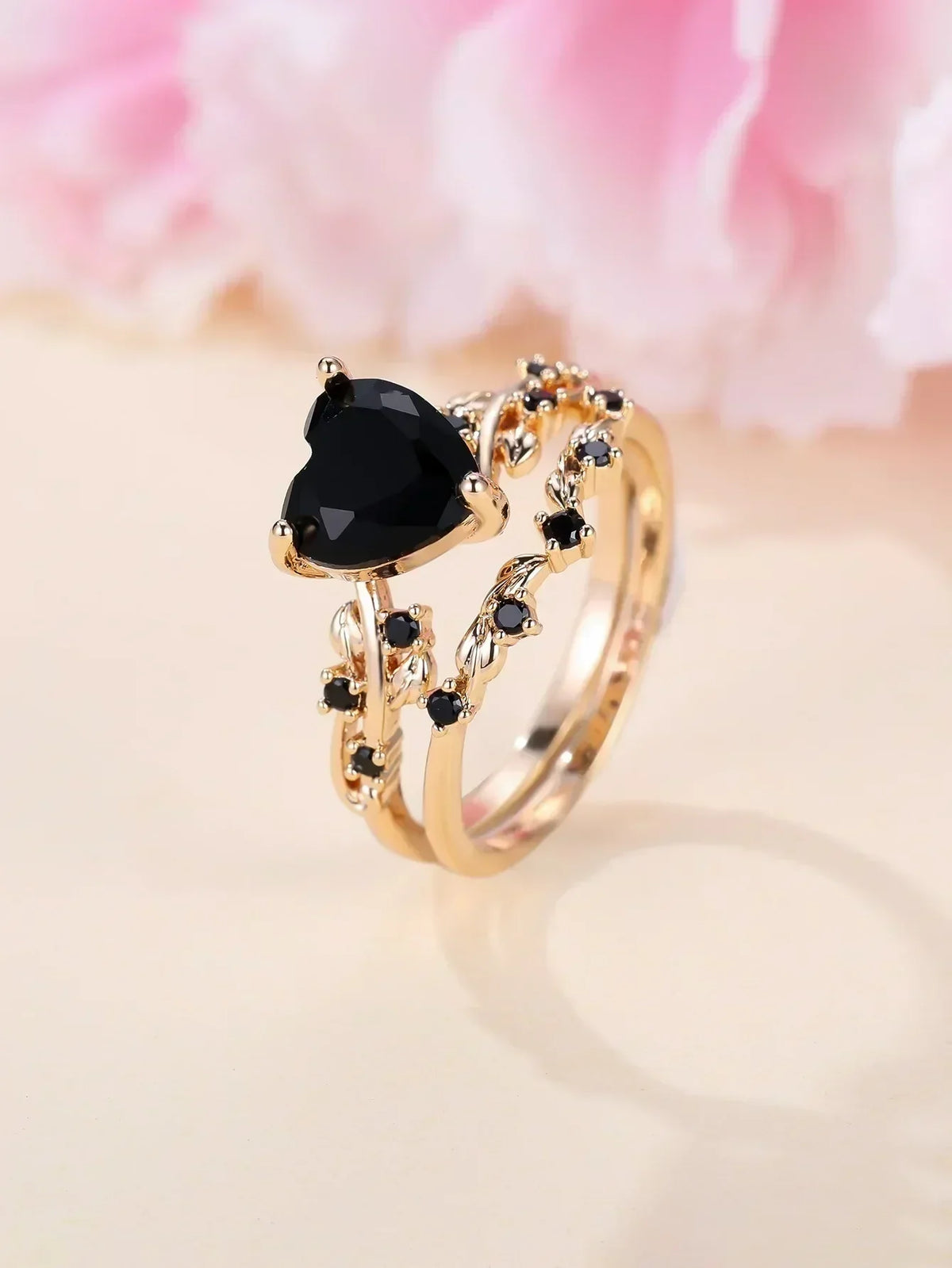Heart-Shaped Stone Ring Set