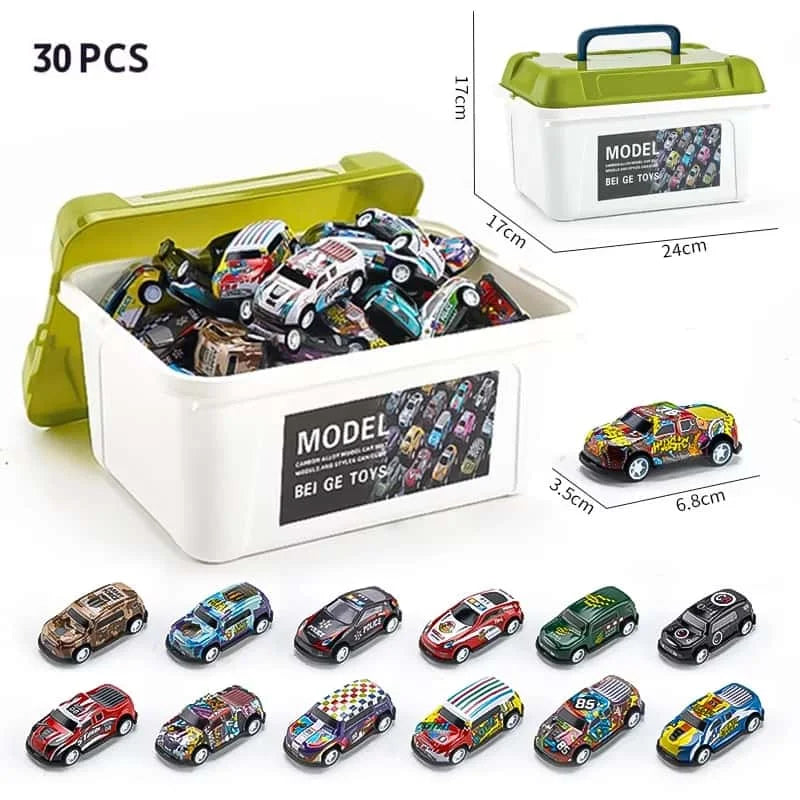 Mini Alloy Pull-Back Race Car Set with Storage Box