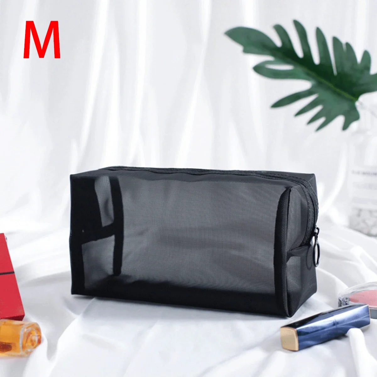 Black Mesh Travel Toiletry & Cosmetic Bag