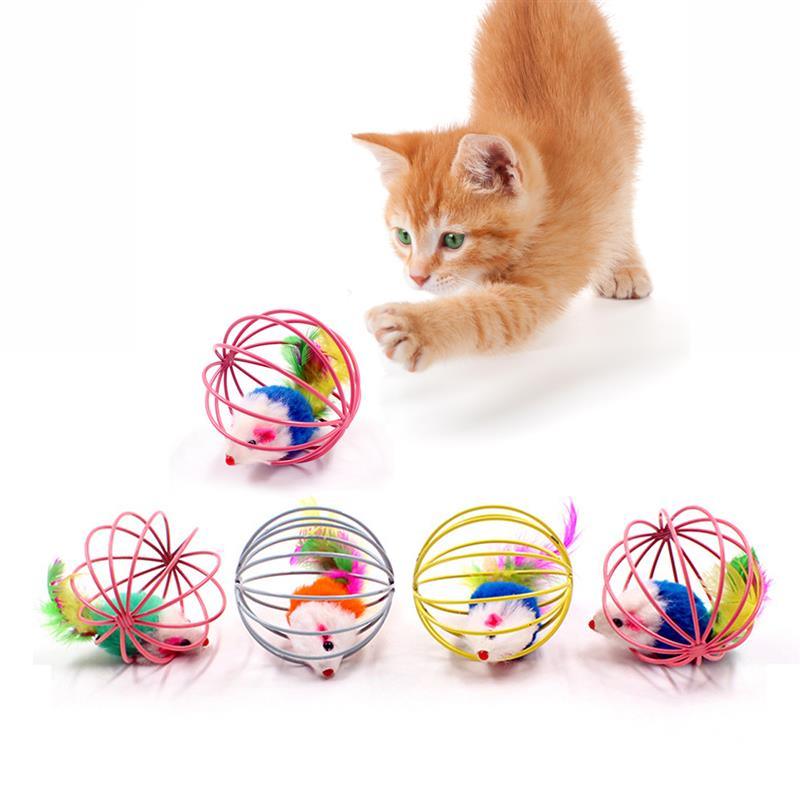 1 Pcs Cat Toy Stick Feather Wand with Bell Mouse Cage Toys Plastic Artificial Colorful Cat Teaser Toy Pet