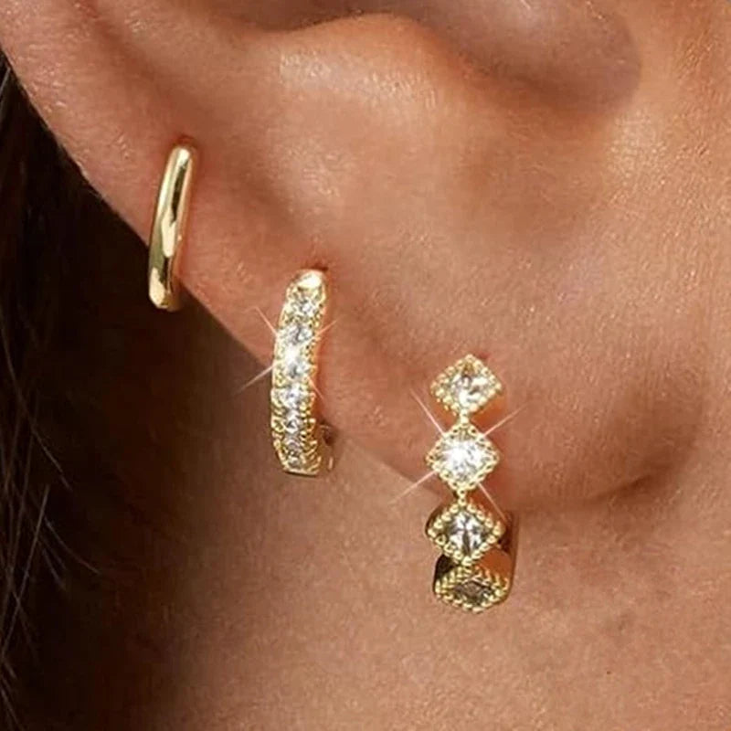 Three-Piece Stainless Steel Hoop & Stud Earring Set