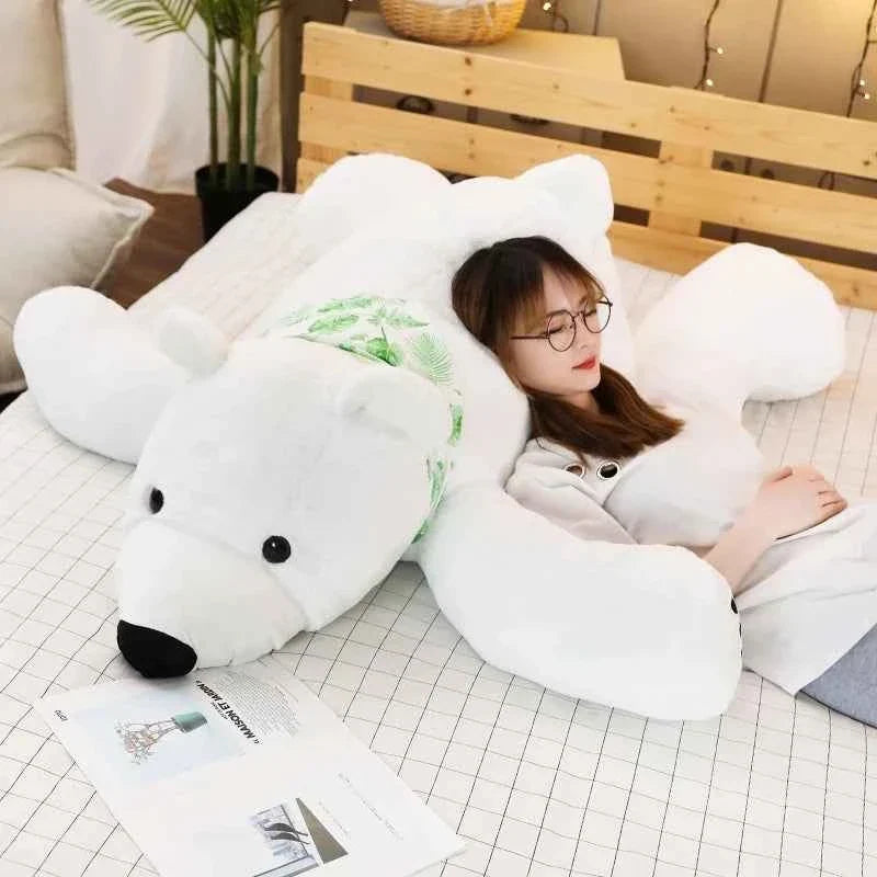 Giant Polar Bear Plush Pillow — 23.6–39.4 Inches