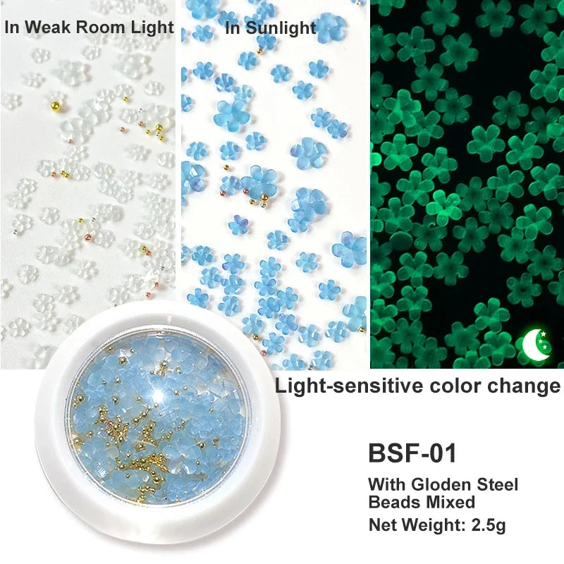 Acrylic Flower Nail Art Decorations, 5 g