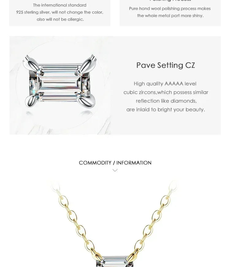 925 Sterling Silver Zirconia Charm Pendant Necklace