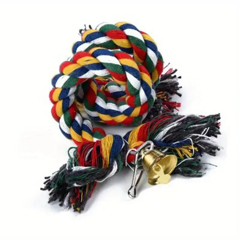 Colorful Braided Rope Parrot Swing & Bird Cage Toy