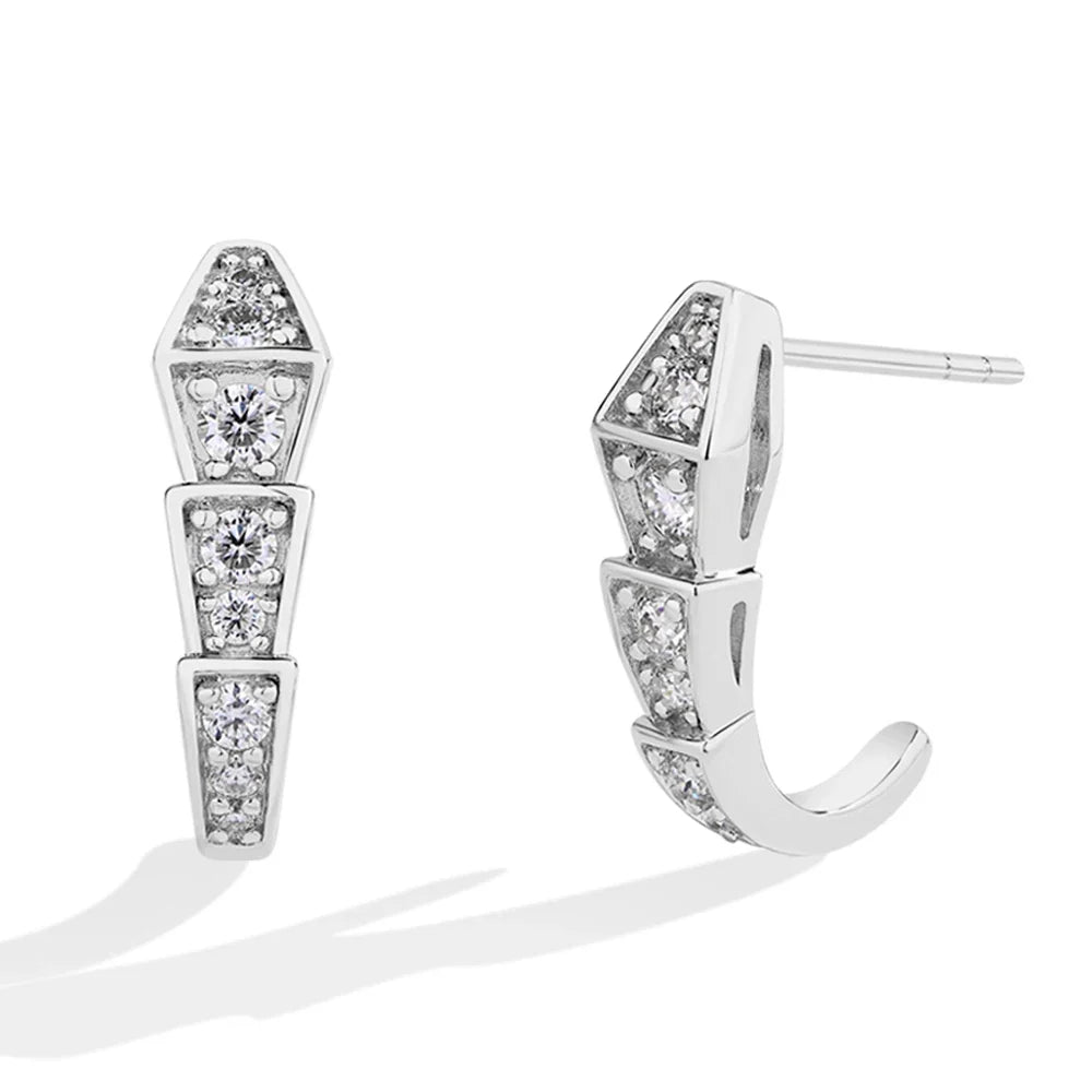 MINTYBOX Snake Moissanite Stud Earrings for Women S925 Sterling Silver Diamond Earring Luxury Engagement Wedding Fine Jewelry