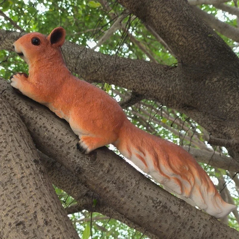 Tree-Climbing Squirrel Garden Sculpture