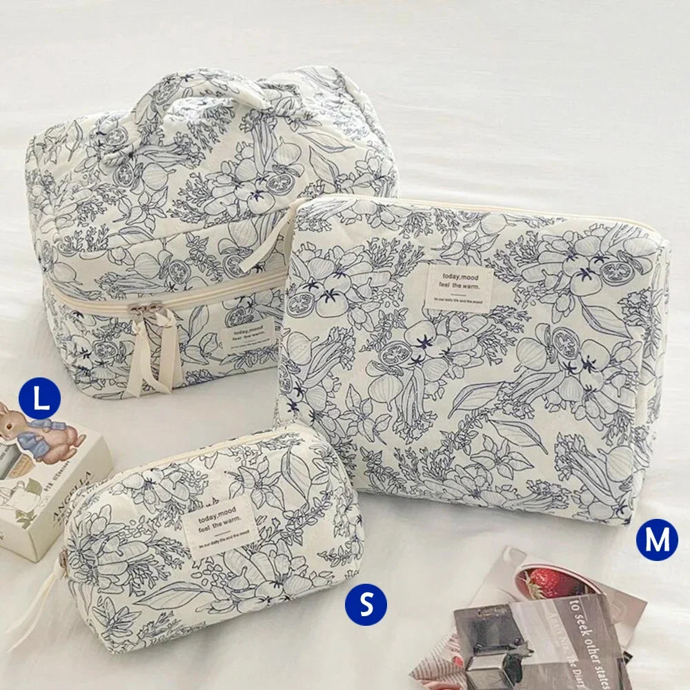 Quilted Cotton Makeup Bag
