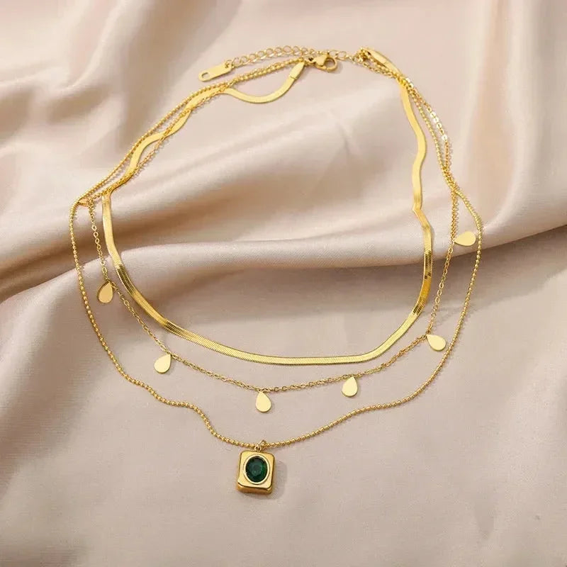 316L Stainless Steel Layered Heart Necklace