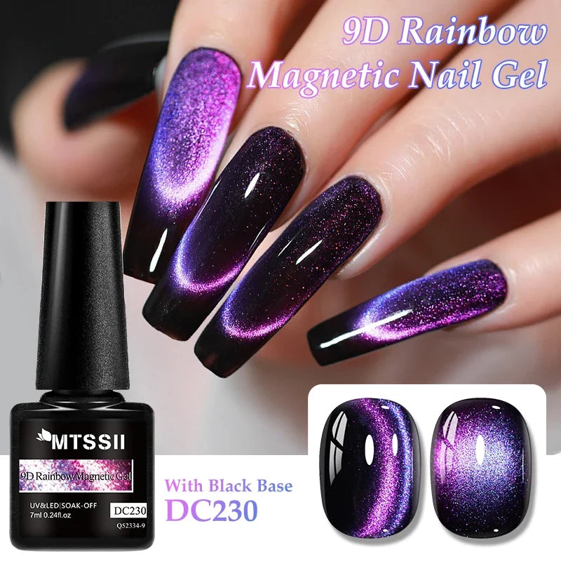 9D Rainbow Cat-Eye Magnetic Gel Nail Polish