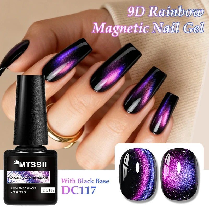9D Rainbow Cat-Eye Magnetic Gel Nail Polish