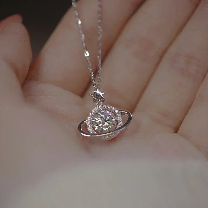 925 Sterling Silver Planet Pendant Necklace