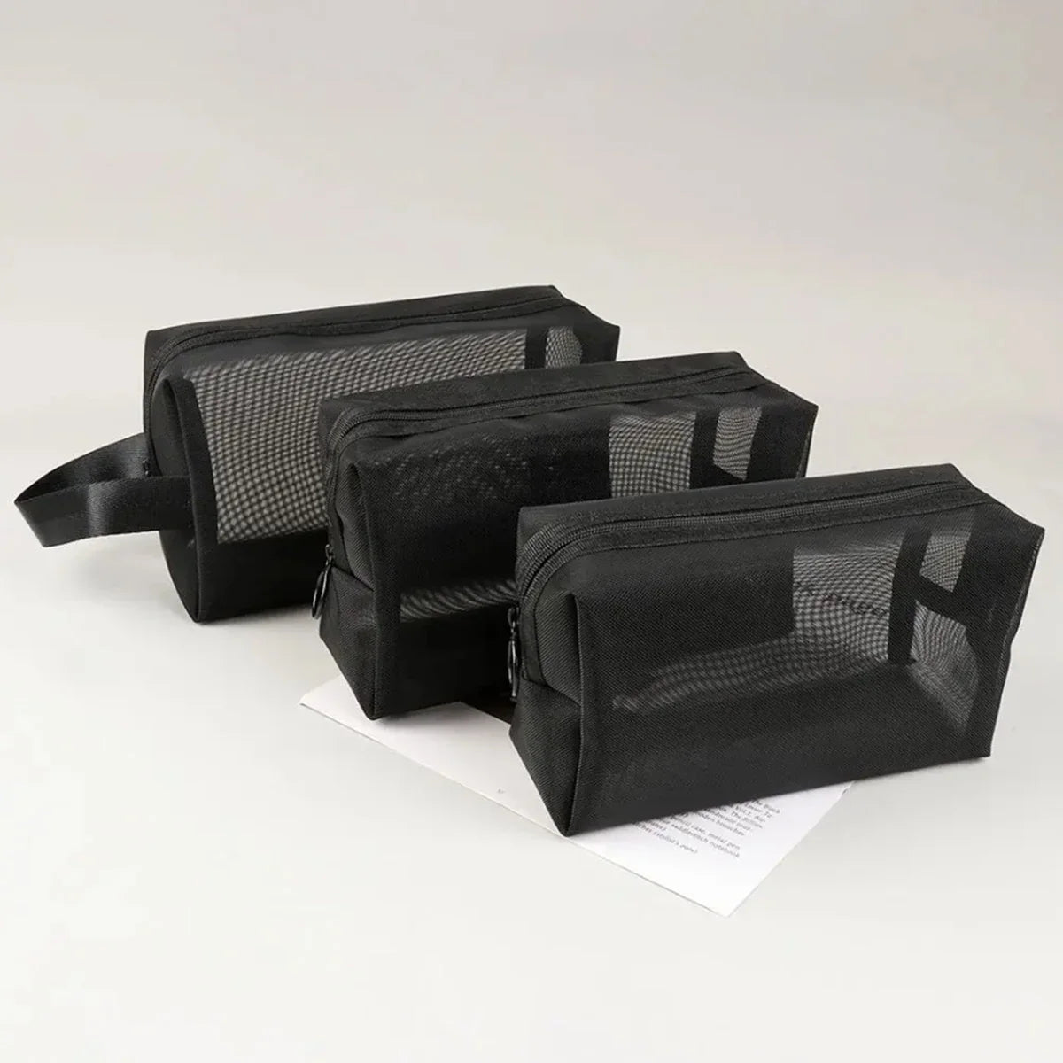 Black Mesh Travel Toiletry & Cosmetic Bag