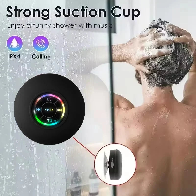 IPX4 Portable Bluetooth Speaker with LED Light & Suction Cup