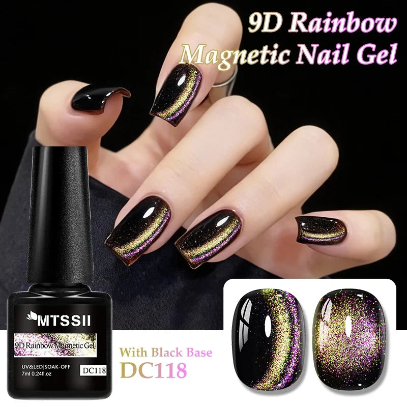 9D Rainbow Cat-Eye Magnetic Gel Nail Polish