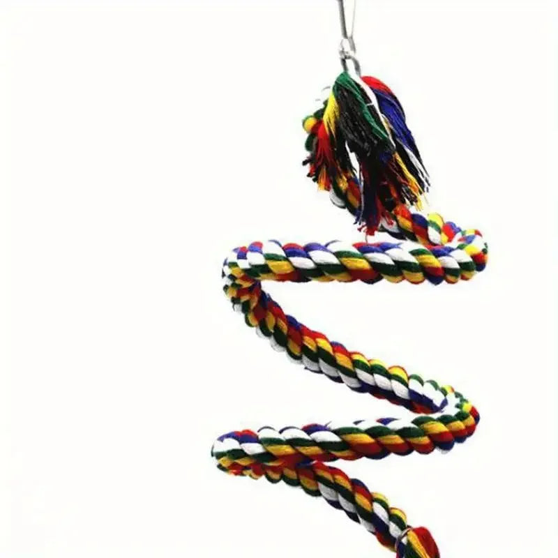 Colorful Braided Rope Parrot Swing & Bird Cage Toy