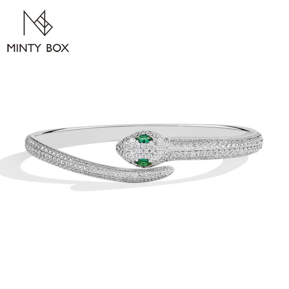 MINTYBOX Snake S925 Silver Moissanite Bracelets for Women Lab Diamond 16-19cm 18k Gold Plated Wedding Luxury Fine Jewelry Gift