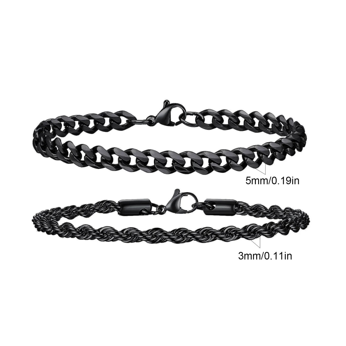 Men's Two-Piece Stainless Steel Chain Bracelet Set