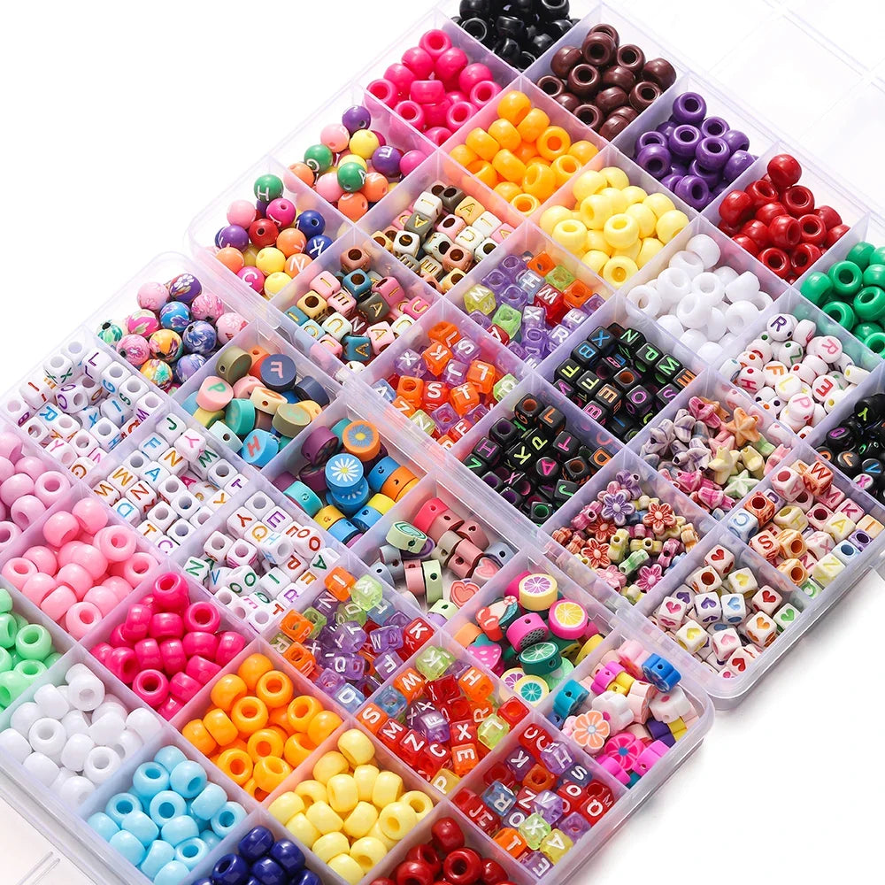 Acrylic Pony & Letter Bead Jewelry-Making Kit, 680 Pieces