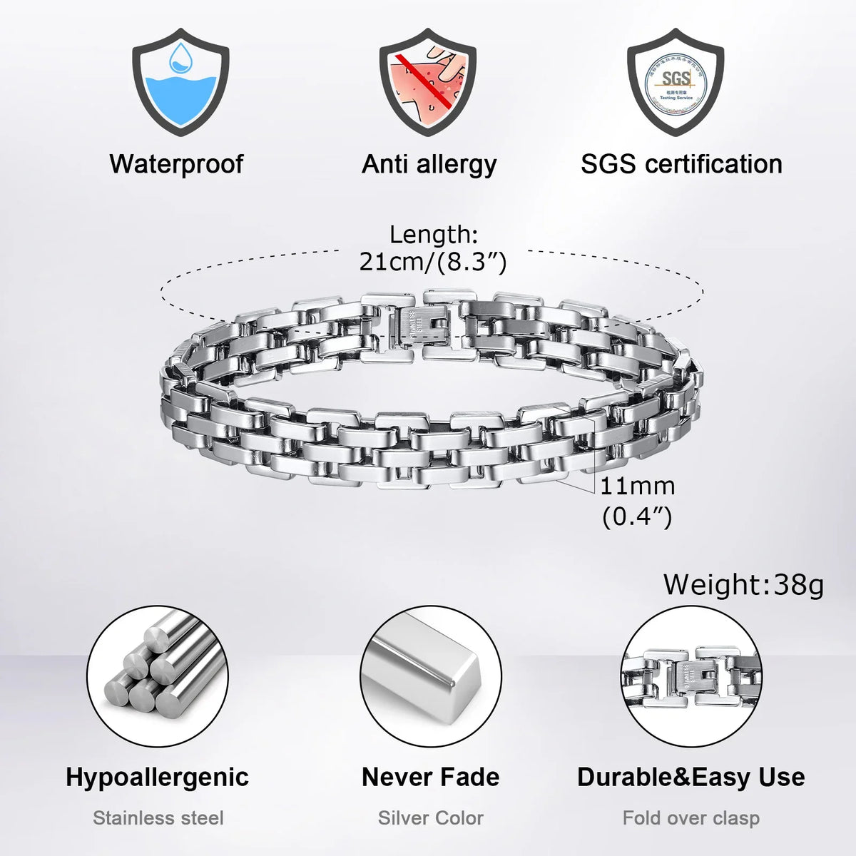 Men's Chunky Stainless Steel Link Bracelet
