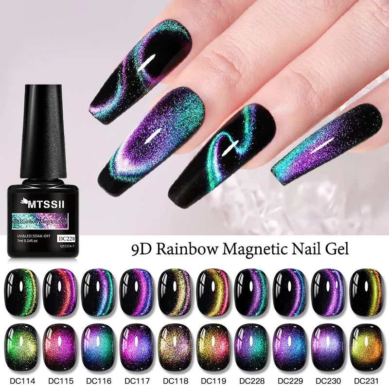 9D Rainbow Cat-Eye Magnetic Gel Nail Polish