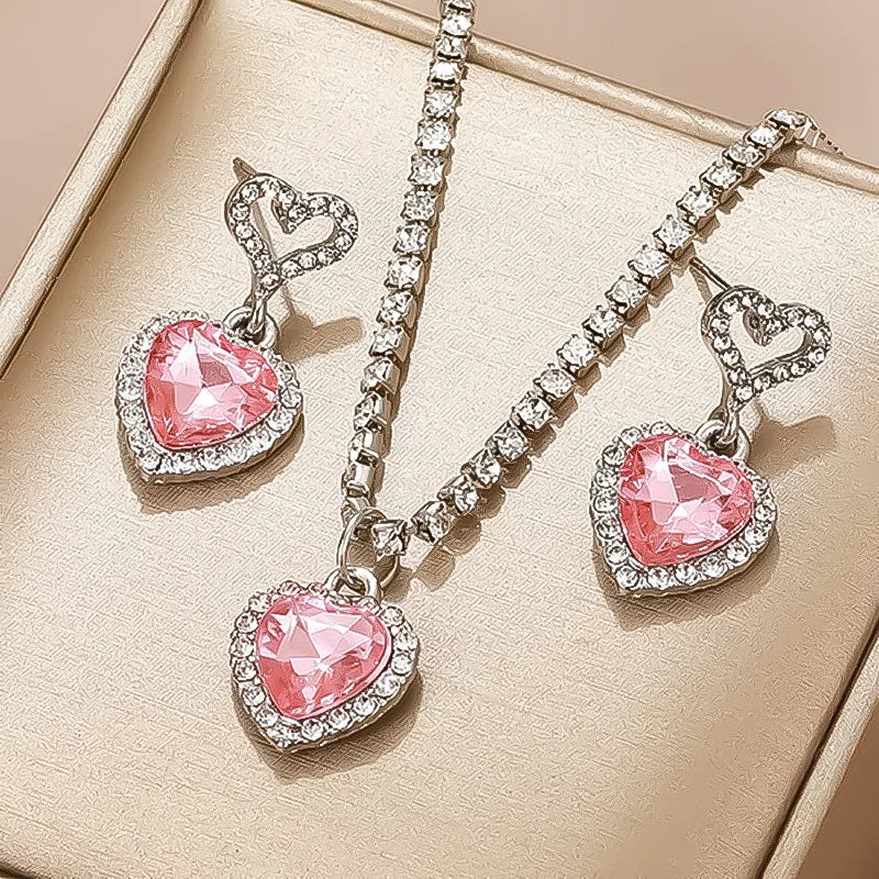 Three-Piece Pearl-Look Heart Jewelry Set