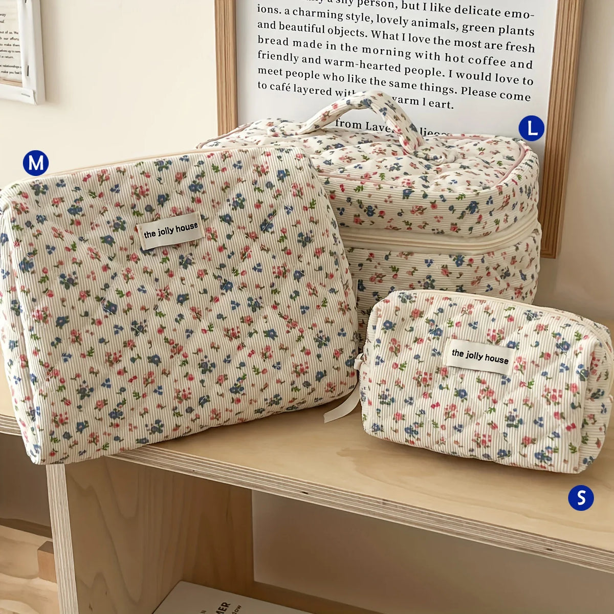 Quilted Cotton Makeup Bag