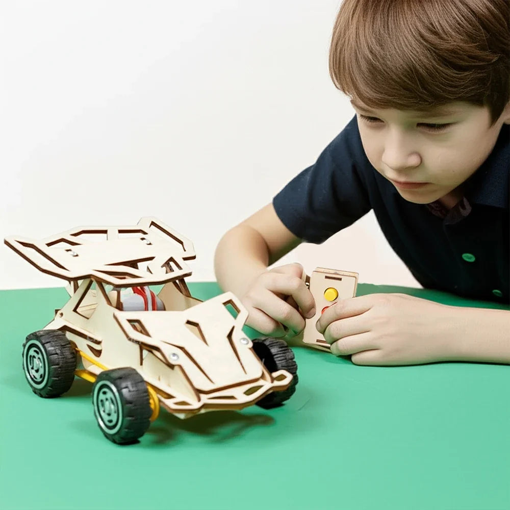 DIY 4WD Wooden Remote-Control Car STEM Kit