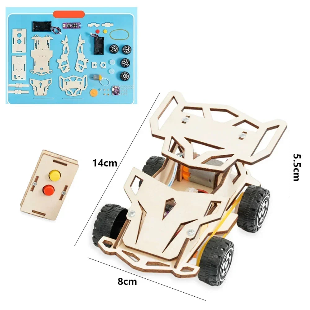 DIY 4WD Wooden Remote-Control Car STEM Kit