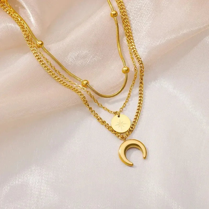 316L Stainless Steel Layered Heart Necklace
